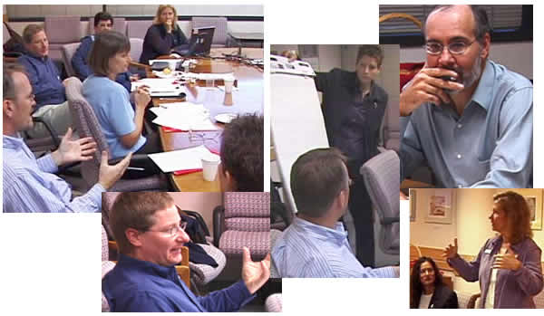 collage of photos of educators and researchers meeting together to discuss the NanoLeap project